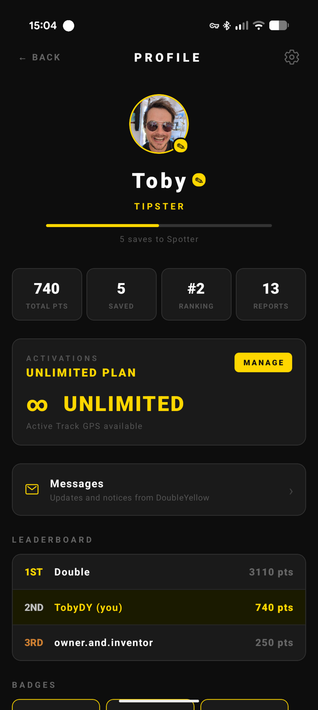 Profile and leaderboard